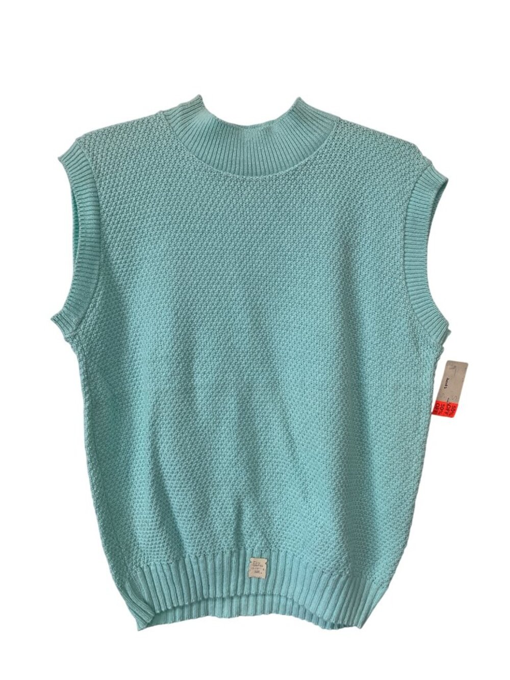 Vintage 80s College Point Sweater Vest Size Small High Neck Blue Deadstock NEW